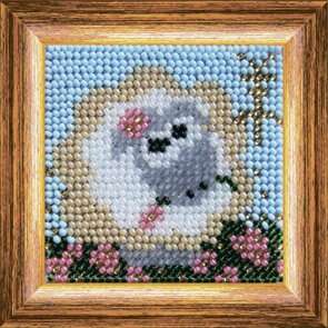 211ЗД Набор для вышивания ВЫШИВАЛЬНАЯ МОЗАИКА Веселая овечка 6,5х6,5 см