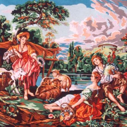 12.463 Канва жесткая с рисунком "Прекрасные пастушки"