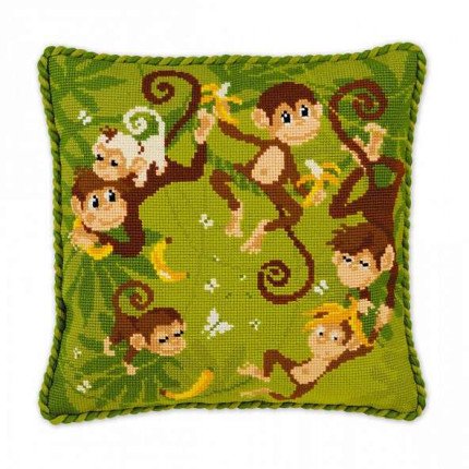 1534 Набор для вышивания РИОЛИС Подушка Джунгли 30х30 см