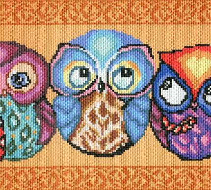 1734 Рисунок на канве МАТРЕНИН ПОСАД 24х47 - Совушки - подружки