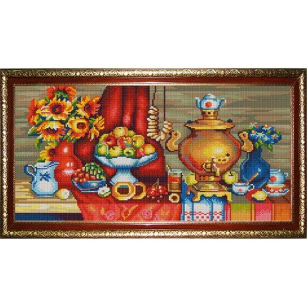 9958 Рисунок на ткани (Бисер) КОНЁК У самовара 25х45 см