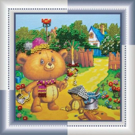 AM-023 Набор для вышивания бисером АБРИС АРТ Художник 15х15 см