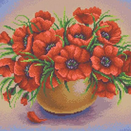 7809 Рисунок на канве КОНЁК Маки в вазе 29х39 см