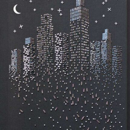 AB-755 Набор для вышивания бисером на натуральном художественном холсте АБРИС АРТ Блеск ночных огней 29x40 см