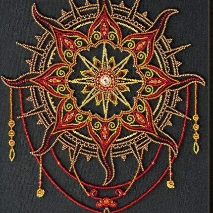 AB-770 Набор для вышивания бисером на натуральном художественном холсте АБРИС АРТ Солнечный узор 26х33 см