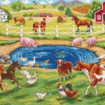 DE-7218 Набор для вышивания PANNA Утро на ферме 33,5х21,5 см