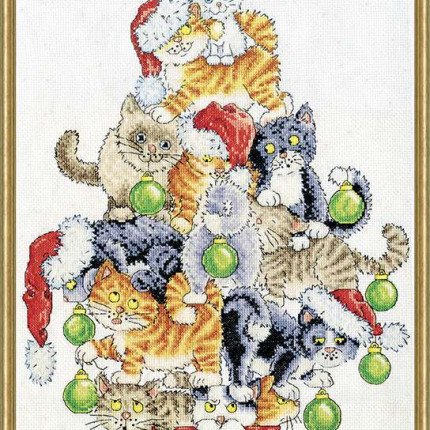 3419 Набор для вышивания "Рождественская елка из кошек"