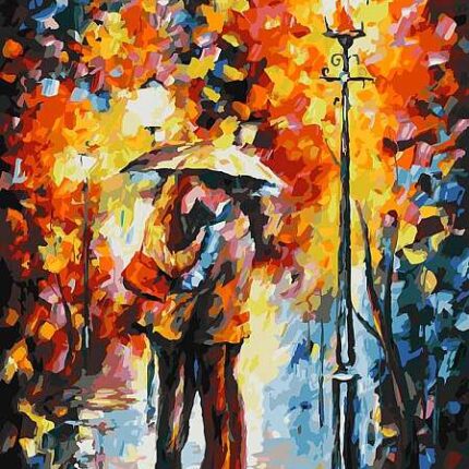 029-AS Картины по номерам Белоснежка Поцелуй под дождем 30х40 см