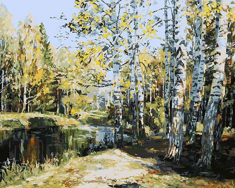 128-AB Картины по номерам Белоснежка Березы у пруда 40х50 см 128-AB Картины по номерам Белоснежка Березы у пруда 40х50 см