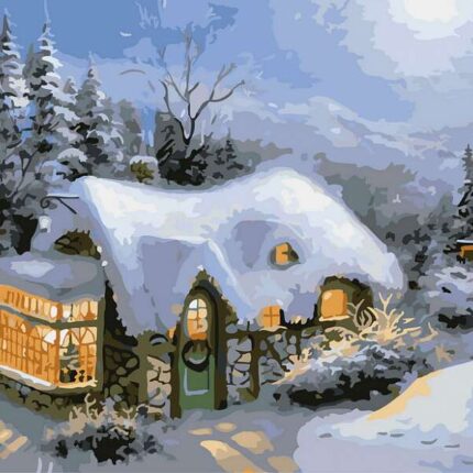 831-AB Картины по номерам Белоснежка Зимний вечер 40х50 см