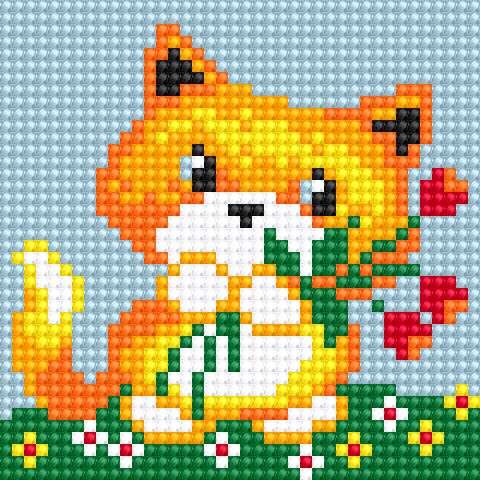 Ah5195 Алмазная мозаика Лисичка с цветами 10х10 Ah5195 Алмазная мозаика Лисичка с цветами 10х10