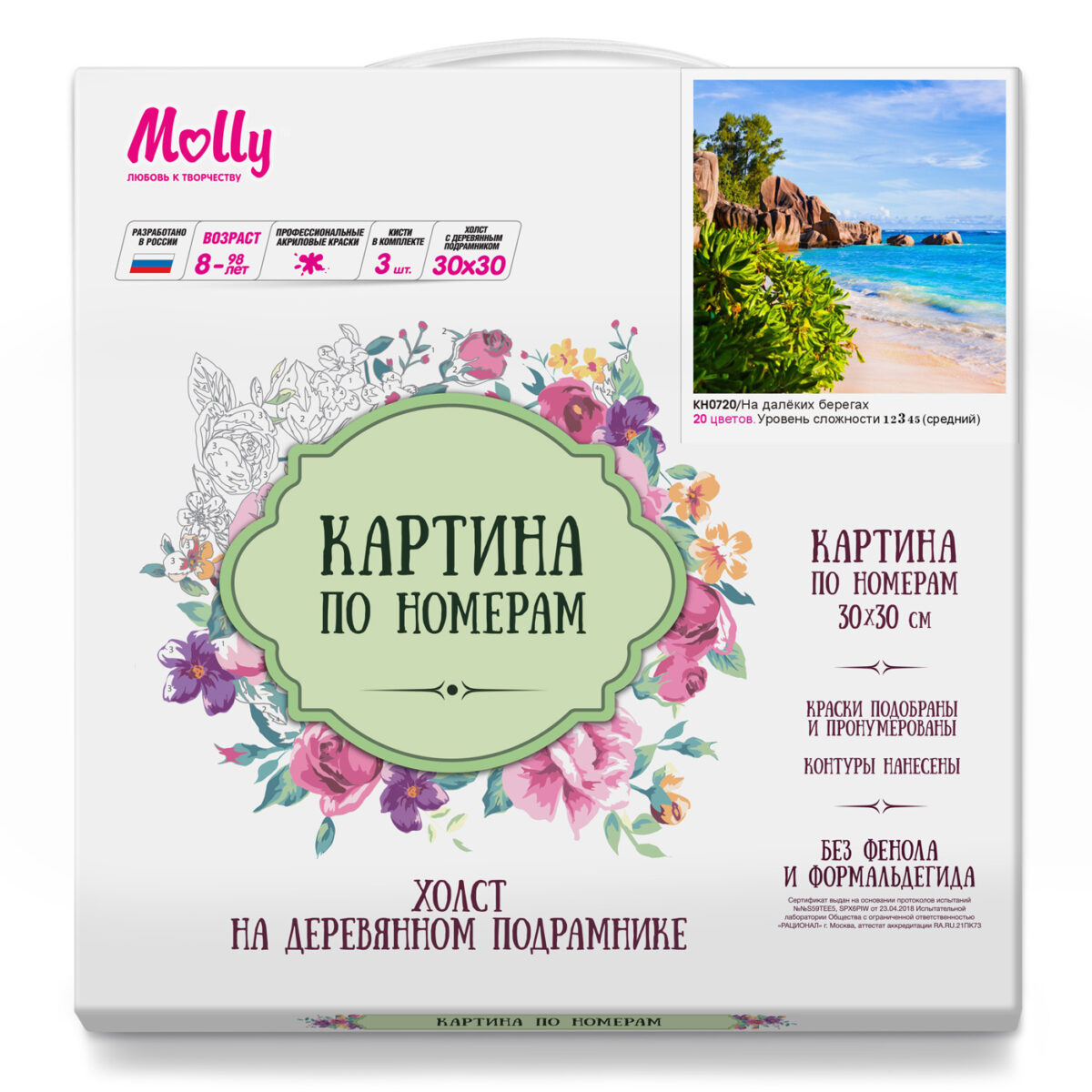 KH0720 Картины по номерам Molly На далеких берегах (20 цветов) 30х30 см