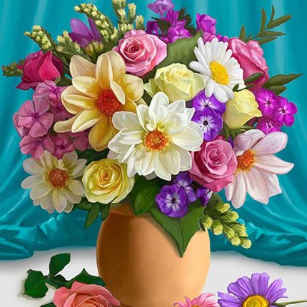 Ah5433 Алмазная мозаика Мелодия цветов 30х40