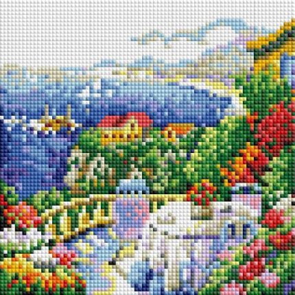 Набор Белоснежка для изготовления картин со стразами на подрамнике арт.391-ST-S Южный вид 20х20см