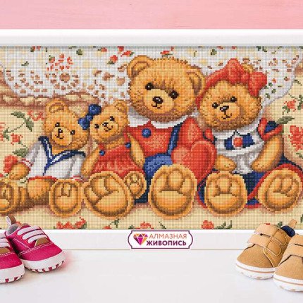 Набор для изготовления картин "АЛМАЗНАЯ ЖИВОПИСЬ" арт.1645 "Плюшевые медвежата" 60х30 см