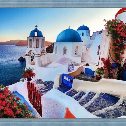 Набор для изготовления картин "АЛМАЗНАЯ ЖИВОПИСЬ" арт.1803 Вечер на Санторини 50х40 см