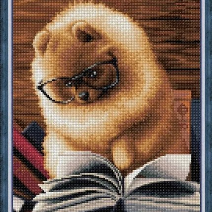 Набор для изготовления картин "АЛМАЗНАЯ ЖИВОПИСЬ" арт.1831 Шпиц за книгой 40х30 см