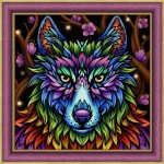 Набор для изготовления картин "АЛМАЗНАЯ ЖИВОПИСЬ" арт.1754 «Радужный волк» 30х30 см