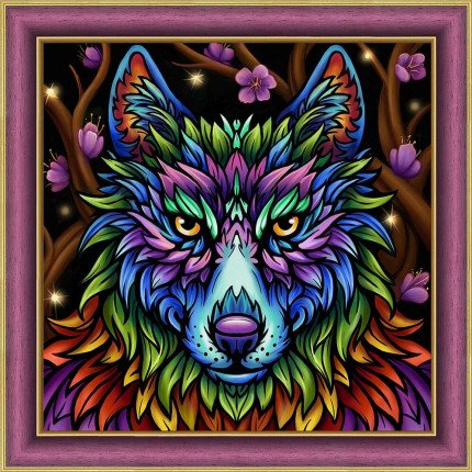 Набор для изготовления картин "АЛМАЗНАЯ ЖИВОПИСЬ" арт.1754 «Радужный волк» 30х30 см