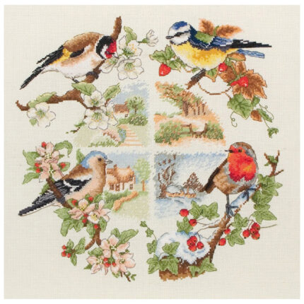 Набор для вышивания Anchor, MEZ, Венгрия "Birds And Seasons" 30х30 см, арт.PCE880