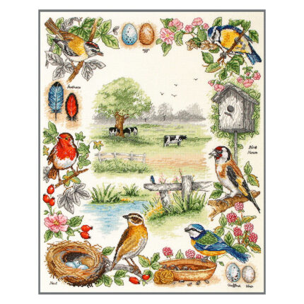 Набор для вышивания Anchor, MEZ, Венгрия "Birds Sampler" 44*35см, арт.PSC52