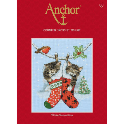 Набор для вышивания Anchor, MEZ, Венгрия "Christmas Kittens" 19,5*16,5см, арт.PCE0504