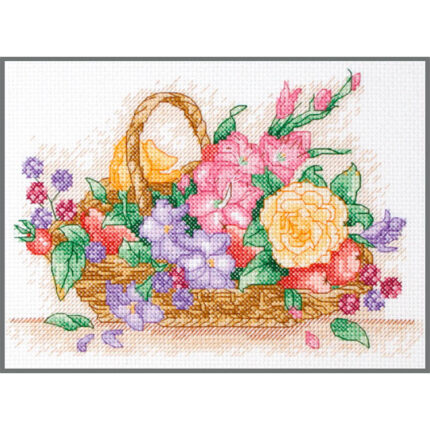 Набор для вышивания Anchor, MEZ, Венгрия "Floral Basket" 23х16 см, арт.AK117